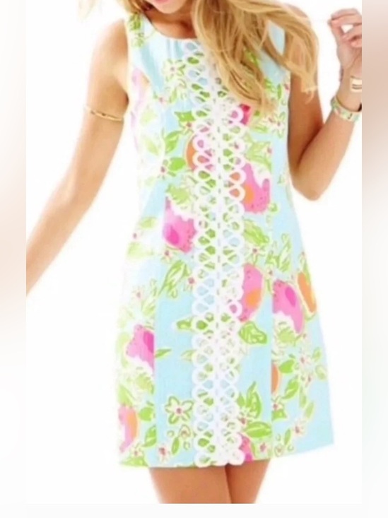 Lilly Pulitzer Dresses & Skirts - Lilly Pulitzer Women's Cathy Shift Dress Pool Blue, Pink Lemonade Size 8